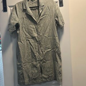 Green Button-Up Shirt Dress
